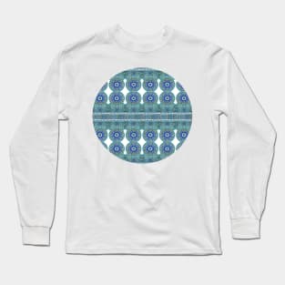 Persian and Royale Blue Moroccan Pattern (Decorative Border) Long Sleeve T-Shirt